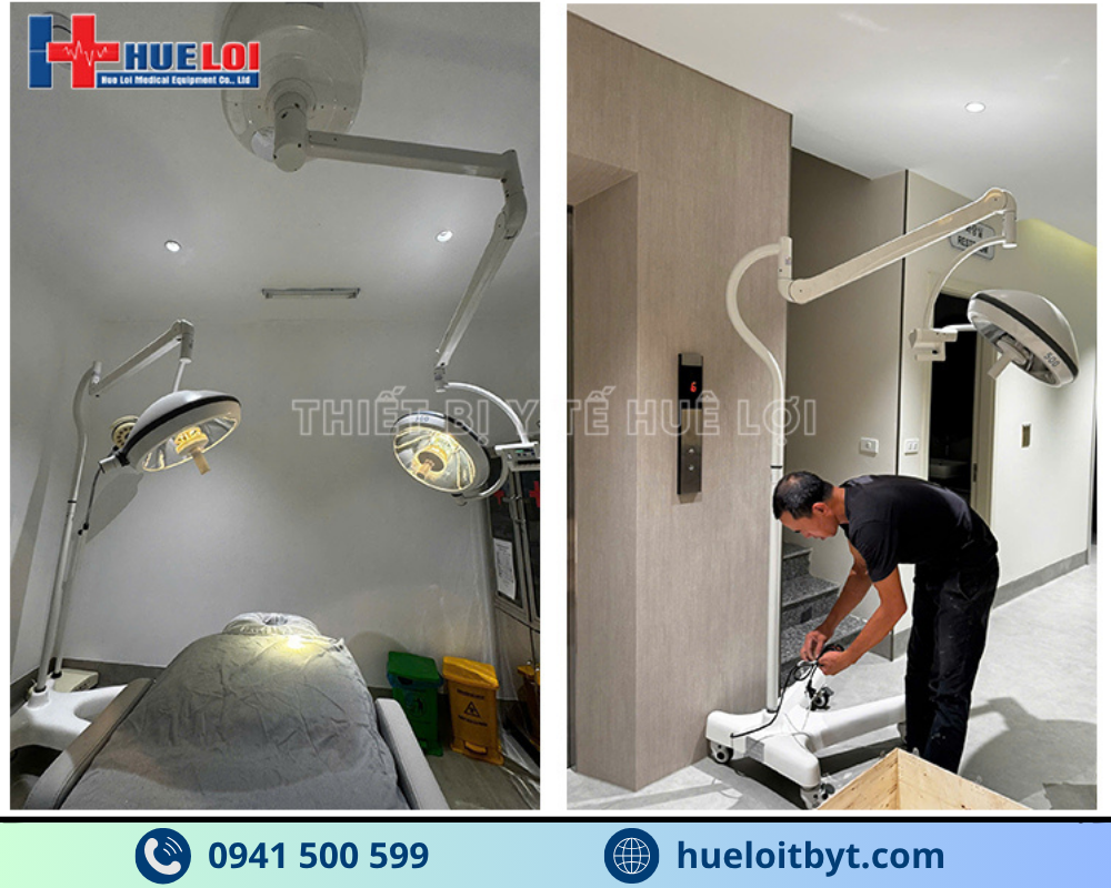 Huê Lợi bàn giao đèn phẫu thuật treo trần và di động