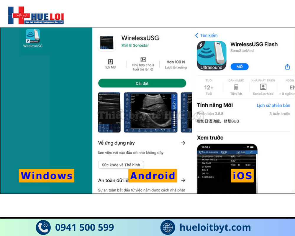 MÁY SIÊU ÂM CẦM TAY KHÔNG DÂY 3 ĐẦU DÒ