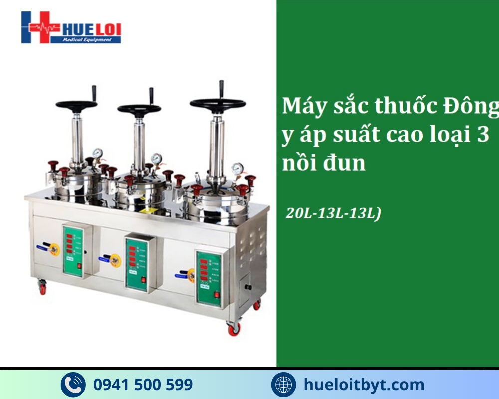 MÁY SẮC THUỐC ÁP SUẤT CAO 3 NỒI ĐUN