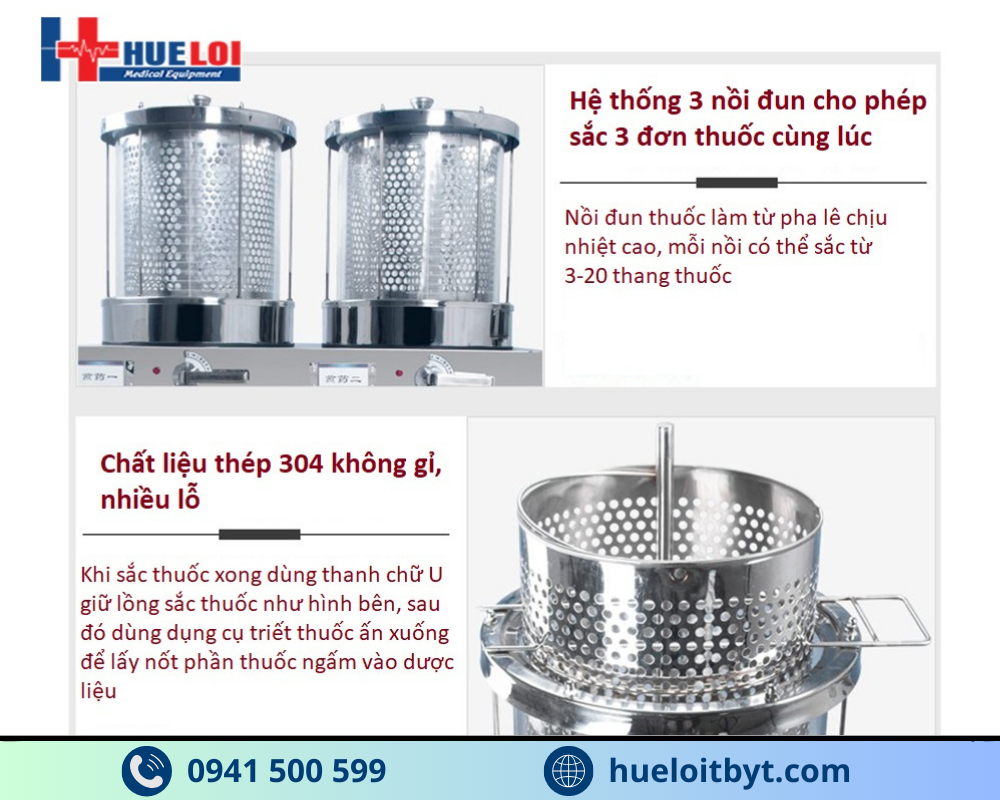 MÁY SẮC THUỐC VÀ ĐÓNG GÓI TỰ ĐỘNG 3 NỒI ĐUN CÔNG SUẤT CAO