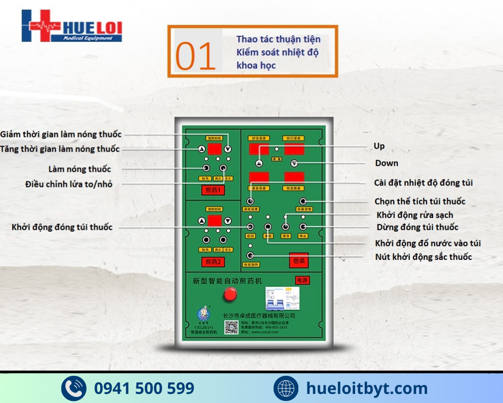 MÁY SẮC THUỐC KÈM ĐÓNG TÚI TỰ ĐỘNG 2 NỒI ĐUN CÔNG SUẤT CAO