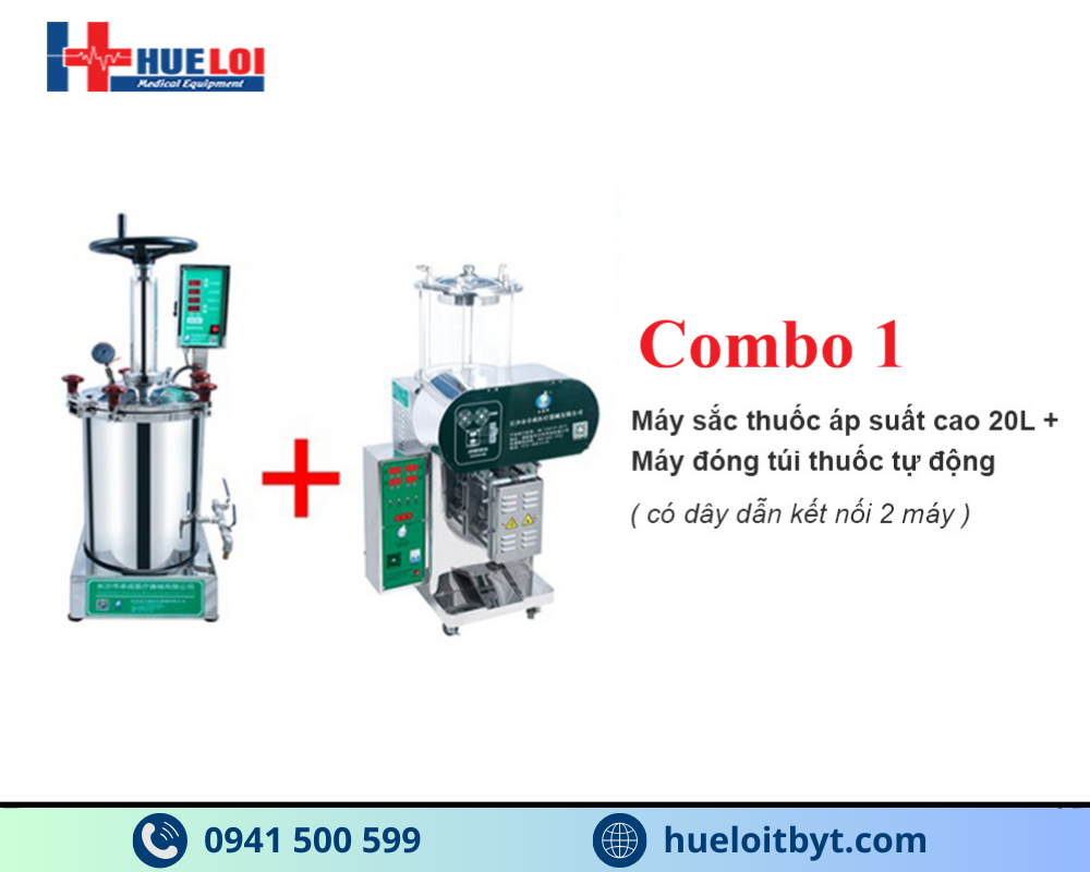 COMBO MÁY SẮC THUỐC ÁP SUẤT CAO VÀ MÁY ĐÓNG TÚI THUỐC ĐÔNG Y TỰ ĐỘNG