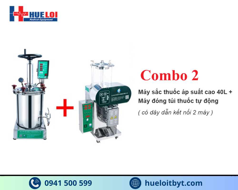 COMBO MÁY SẮC THUỐC ÁP SUẤT CAO VÀ MÁY ĐÓNG TÚI THUỐC ĐÔNG Y TỰ ĐỘNG