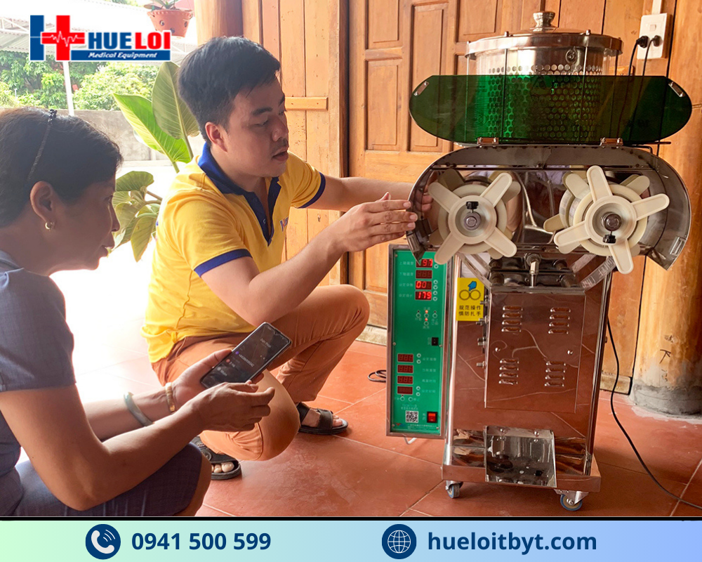 Hình ảnh thực tế của máy sắc thuốc kèm đóng túi tự động
