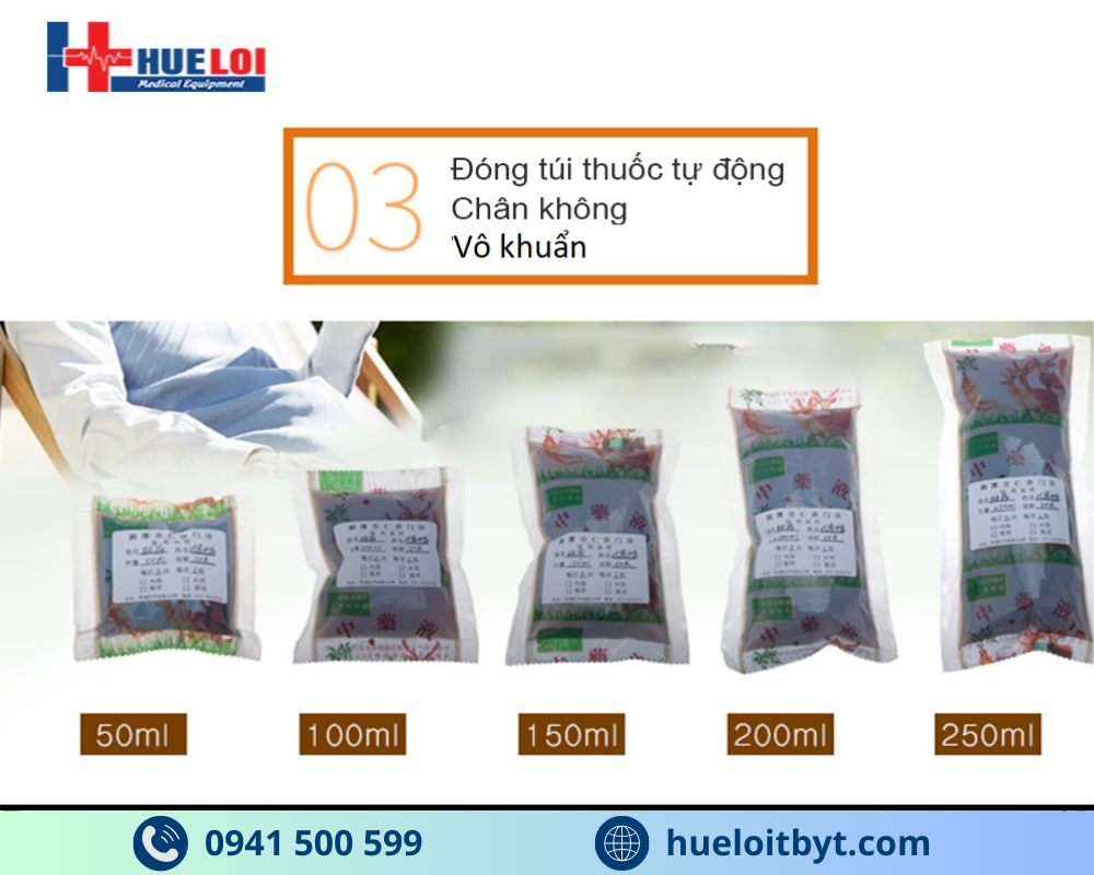 MÁY SẮC THUỐC KÈM ĐÓNG TÚI TỰ ĐỘNG 2 NỒI ĐUN CÔNG SUẤT CAO