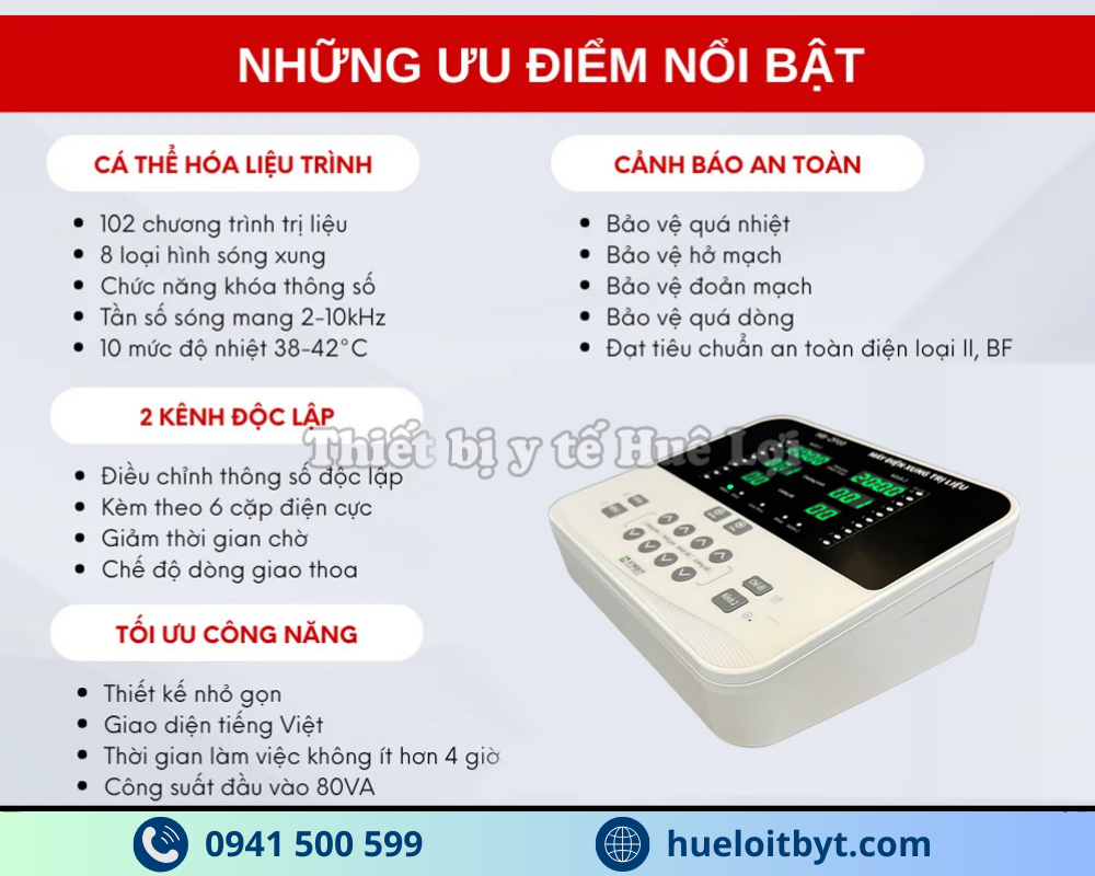 MÁY ĐIỆN XUNG TRUNG TẦN GIAO THOA 2 KÊNH HB-ZP10