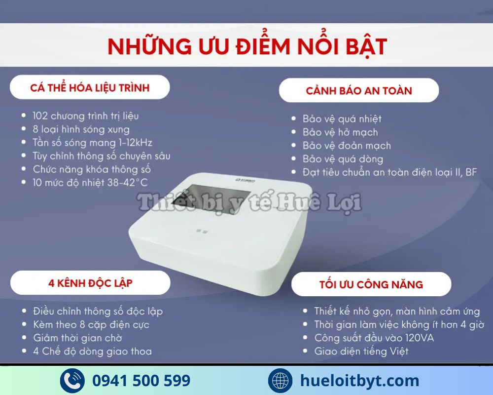 MÁY ĐIỆN XUNG TRỊ LIỆU TRUNG TẦN 4 KÊNH HB-ZP30