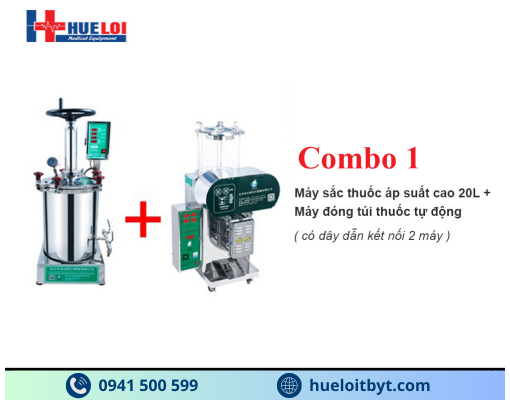 COMBO MÁY SẮC THUỐC ÁP SUẤT CAO VÀ MÁY ĐÓNG TÚI THUỐC ĐÔNG Y TỰ ĐỘNG