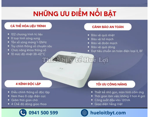 MÁY ĐIỆN XUNG TRỊ LIỆU TRUNG TẦN 4 KÊNH HB-ZP30